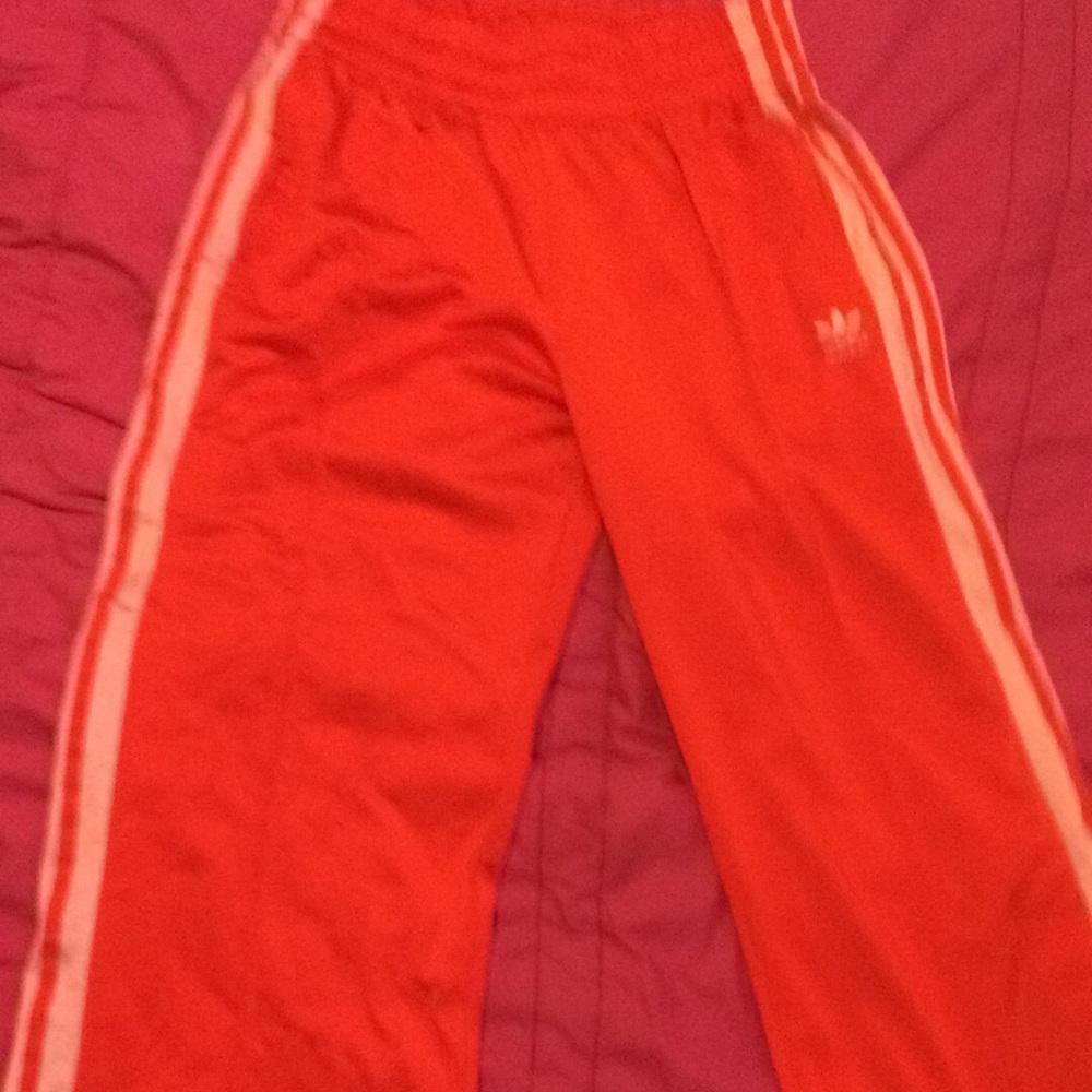 Orange Flower Embroidered Adidas Trackpants